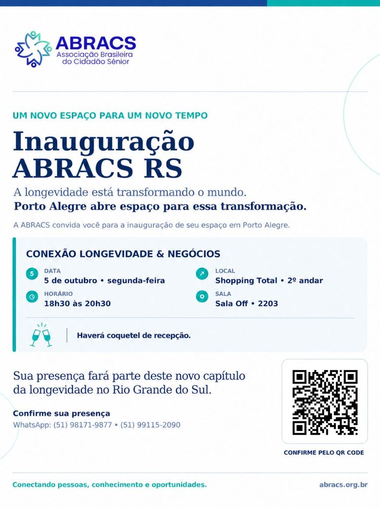 Convite de inauguração da ABRACS RS, com data, horário e local do evento