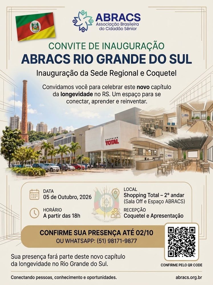 Convite de inauguração da sede regional da ABRACS Rio Grande do Sul